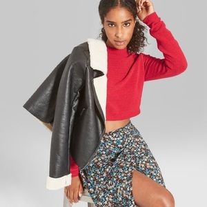 wild fable red cropped sweater